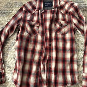 American Eagle plaid long sleeve red&black shirt
